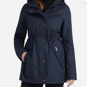Hunter Womens XXL Water Resistant Cotton Smock Rain Jacket Hooded Navy